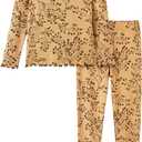 PATPAT Kids Pajama Set,Snug Fit Pjs with Soft Tencel Lyocell Wool Blend, All-Season Comfort, Ages 2-12 Years (3T, Autumn Berries)