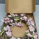Collections Etc Spring Forsythia Floral Twig Door Wreath - Seasonal Door Accent for Any Room, Pink