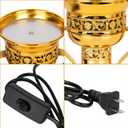 Electric Incense Burner, Arabian Style Electric Incense Holder, Middle Eastern Tabletop Decorative Censer for Yoga Spa Home Office Christian Church Decor, US Plug (Gold)