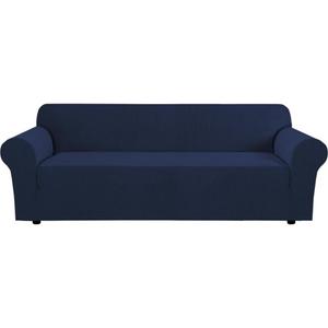 H.VERSAILTEX Stretch Oversized Sofa Cover 1 Piece Sofa Slipcovers for Living Room Feature Thick Checked Jacquard Fabric with Elastic Bottom, Sofa X-Large - Navy