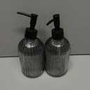 Gray Glass Soap Dispenser Set with Black Pump, 13.5oz Refillable Liquid Hand Soap Dispenser, Lotion Dish Soap Dispenser for Modern Home Decor, Bathroom, Kitchen Countertop, Hotel(2 Pack)