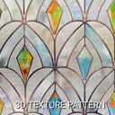 3D Stained Glass Window Film, Decorative Window Privacy Film for Bathroom,Front Door,Home, Sun Blocking Heat Control,Static Cling,Malachite, 35.4inch x 78.7inch