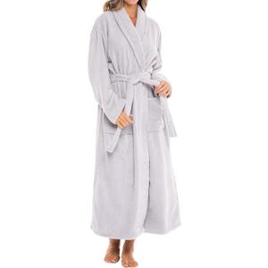 Alexander Del Rossa Plush Robe for Women, Long Fleece Winter Bath Robe, Plus Size (Gray, XL)