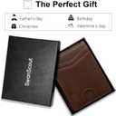 Wallet for Samsung Galaxy SmartTag & SmartTag+ Plus, Money Clip Version, RFID Blocking Genuine Leather Bifold Wallet with Gift Box (Not Include Tracker) (Brown)