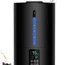 6L Humidifiers for Bedroom Large Room Home, Cool and Warm for Baby and Plants Mist Top Fill Desk Humidifiers Essential Oil Diffuser, Quiet with Adjustable Mist,360Nozzle-Black