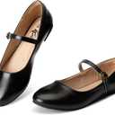 Trary Mary Jane Ballet Flats, Black Flats for Women, Ankle Strap Dressy Comfortable Flats (6.5)