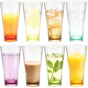 8-Piece Ombre Tumbler Set, 20oz Plastic Drinking Glasses, Assorted Colors, Shatterproof BPA-Free Drinkware, Large Stackable Cups for Patio, Pool, Gift, Everyday Use, Top-Rack Dishwasher Safe