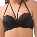Smart & Sexy Women’s Swim Secret Halter Underwire Bikini Top, Size 34 DD, Black