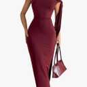 Floerns Women's Elegant Off The Shoulder Maxi Dress Knot Shoulder Split Cocktail Bodycon Party Long Dress XL