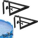 2 PCS Swimming Pool Shelf Brackets Two-Way Adjustable Heavy Duty Swim Up Bar Pool Shelf Brackets Metal Universal Pool Accessories Fit for Round Oval Shaped Above Ground Pool Side Bar