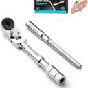 DURATECH 1/4" Flex Head T-Handle Ratchet, Mini Ratchet Wrench with Hex Bit Extension Set, Compatible with Standard 1/4" Hex Bits or Sockets, Portable and Versatile Repair Tool for Tight Spaces