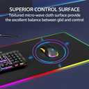 KTRIO RGB Large Gaming Mouse Pad Desk Mat, Superior Micro-Weave Cloth for Precise Mouse Control, Non-Slip Rubber Base, Stitched Edges, Water-Resistant, for Gamer, Office & Home, 31.5 x 11.8 in