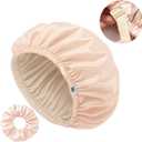 3 x CoolMate Adjustable Satin Silk Bonnet for Sleeping Women, Tie Double Lined Silk Bonnet for Women Long Hair