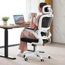 TRALT Office Chair Ergonomic Desk Chair, 330 LBS Home Mesh Office Desk Chairs with Wheels, Comfortable Gaming Chairs (Black & White), Pack of 1