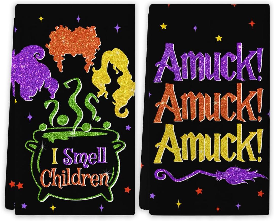 Halloween Kitchen Towels Hocus Pocus Dish Towels Sanderson Sisters Decor Day of The Dead Halloween Decorations for Home Party