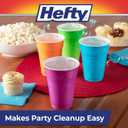 Hefty Party On Disposable Plastic Cups, Assorted, 16 Ounce, 100 Count