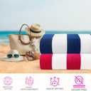 Casa Copenhagen Cabana Towel 4Pcs Blue,Pink,Green,Teal Designer Stripe Beach Towels Gift Set, 30"x60" Oversized 100%Cotton Pool Bath Towel for Beach Gift Set (Perfect Summer Gift Set For Women & Men)