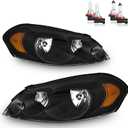 Headlights W/Bulbs for 2006-2013 Chevy Impala, 2006-2007 Chevy Monte Carlo, 2014-2016 Impala Limited Halogen Headlamp Replacement Driver & Passenger Side