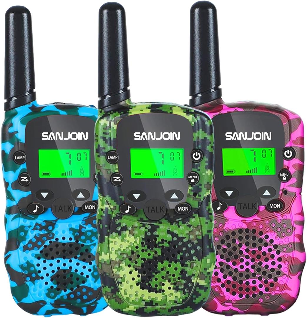 Walkie Talkies for Kids Toys for Boys Girls 4-6, 3 Miles Range Walkie Talkie to Camping, Outdoor 4 Year Old Girl Birthday Gifts for 3 4 5 6 7 Year Old Boy Girl Gifts Age 6-8 (Camo, 3 Pack)