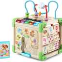 LeapFrog Touch and Learn Electronic Musical Light-Up Wooden Activity Cube Toy, Animal Themed, Ages 1 and Up, 8.1" x 11.4" x 7.3"