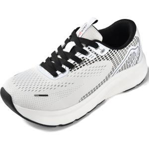JACKSHIBO Wide Toe Box Shoes Women Arch Support Wide Sneakers for Running Walking Athletic Tennis Orthopedic Plantar Fasciitis Workout with Thick Cushion Zero Drop Sole Width Shoes (White), Size 9 Wide