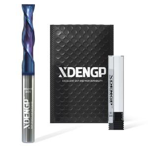 XDENGP Down Cut Spiral Router Bit for CNC, 1/4 inch Cutting Diameter and 1 inch Cutting Length 1/4 inch Shank with NACO Coated Carbide End Mill for Wood Carving Engraving Grinding Grooving