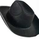 Classic Western Cowboy Hat for Men & Women, Felt Cowgirl Hat with Two Decorative Bands, Wide Brim, All-Season Wear (Black Chain)