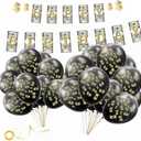 Money Themed Birthday Banner & Latex Balloons Decoration KIT Dollar Bill Party Decorations for Birthdays Baby Showers Casino Weddings Bachelorette Retirement Anniversary Graduations Party