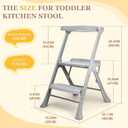 Toddler Tower with Safety Net, 2-Steps Step Stool Standing Tower with Anti-Drop Safty Railing for Kitchen Counter Bathroom Sink Learning, Kitchen Helper for Kids Ages 3 to 6 Years