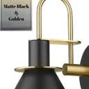 Wall Sconces Set of Two, HWH Modern Sconce Wall Lighting, 1-Light Black Barn Vanity Light, Industrial Wall Lamp for Bedroom Kitchen Bathroom, Black and Gold Finish, 5HZG56B-2L BK+BG