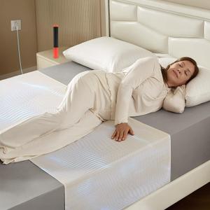 Grounding Sheets for All Mattress Sizes, BOVEREY Grounding Mat for Bed 10% Silver Fiber+90% Organic Cotton Grounding Sheets Sleeping Earth Grounded Mat, with Cord & Tester 104.3"x23.6" (Beige)