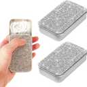 2Pcs Bling Dental Floss Holder,Portable & Refillable Floss Pick Holders, Metal Tin Box Case for Q-tip,Cotton Swab(White)