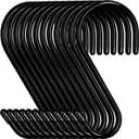 12 Pack 4-1/2 Inch S Hooks, Large Vinyl Coated Closet Hooks Non Slip Heavy Duty for Hanging, Steel Metal Black Rubber Coated for Jeans Plants Clothes Pot Pan Cups Towel