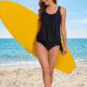 Arolina Tankini Tops for Women Modest Swim Tops Only Bathing Suit with Side Straps No Bottom (S-24W) (Black, M)