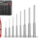 9-Piece Roll Pin Punch Set - Fast Pin Removal - Durable Steel & Construction - For Automotive, Firearm Maintenance, Watch, Jewelry & Craft Repair - Knurled Grip - Versatile Sizes