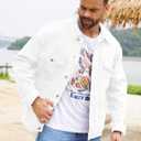 Bindefon Denim Jackets for Men Trucker Jean Jacket Unlined Coats Spring Fall Outfits (White)