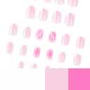 9 x yefiuo Valentines Press on Nails Short Square Nail Tips Hot Pink French Acrylic Fake Nails Press ons with Bow Rhinestones Charms Design Glue on Nails Full Cover False Nails Art Kit for Women 24 Pcs, Mix