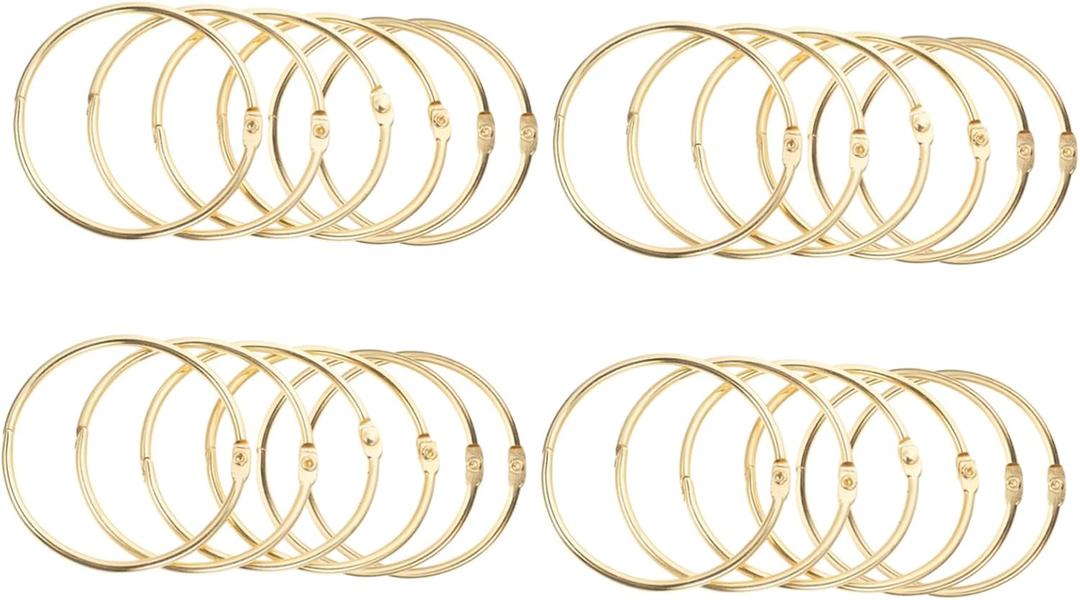 24pcs Metal Shower Curtain Hooks Heavy Duty Round Curtain Rings for Bathroom Easy Glide Replacement Hooks Multi-Functional Bath Drape Loops (Golden)