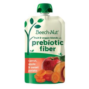 Beech-Nut Fruit & Veggie Blends with Prebiotic Fiber, Stage 4, carrot, apple & sweet potato Toddler Food, 3.5 oz Pouch, BB Date 01 Nov 2026