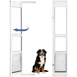 96 inch XL Dog Door for Sliding Glass Door - Left Amout from Inside, Adjustable Height: 96.38-96 in, Extra Large Flap: 14.75(W) x 24(H)