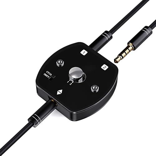 COOIDEA 3.5mm Audio Switcher – 1 in 2 Out AUX Switch, Supports TS TRS TRRS, Audio Speaker Selector with No Ground Loop Noise, for PC, Phone, Laptop, Headphones