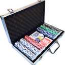 Fat Cat 11.5 Gram Texas Hold 'em Claytec Poker Chip Set with Aluminum Case, 300 Striped Dice Chips