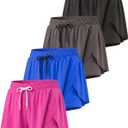 Real Essentials 4 Pack: Womens Flowy Dry Fit Running Short - Spandex Underneath Athletic Workout Gym Shorts (Plus Available) (M)