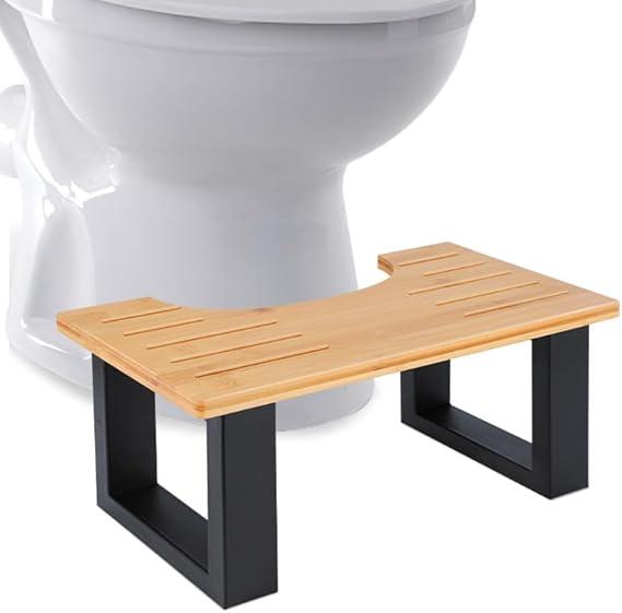 Black Toilet Stool Squat Adult, 7" Squatting Poop Stool for Toilets, Bathroom Foot Rest Stools for Pooping, Potty Toilet Step Stool for Toddlers & Adults, Non-Slip Pads