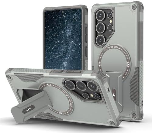 Vatkyc Magnetic Case for Samsung Galaxy S25 Ultra - MagSafe Compatible, Built-in Kickstand, Military-Grade Protection, Grey。