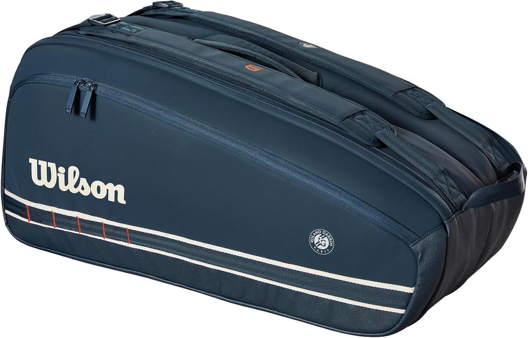 WILSON 2025 Roland-Garros Tennis Racket Bags (Holds up to 2 Rackets, Dark Navy)
