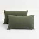 2-Pack Stretch Pillow Cases - Jersey Knit & Envelope Closure Pillowcases with Ultra Soft T-Shirt Like Polyester Blend - Suitable for Queen or Standard Size Set of 2, Dark Olive