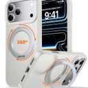 360 Magnetic Stand for iPhone 17 Pro Max Case,Fits MagSafe,Military Drop Protection,Build in Kickstand, Slim Shockproof Phone Cover for iPhone 17 Pro Max, 6.9"Matte White