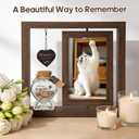 Dog Memorial Gifts for Loss of Dog Rotating Wooden 4x6 Picture Frame with Fur Keepsake Jar & Writable Name Card, Pet Remembrance Sympathy Gift for Dog & Cat Lovers (Brown)