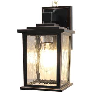 Dusk to Dawn Outdoor Wall Light Fixture, 12'' Oil-Rubbed Bronze Porch Light, Hardwired Outside Wall Lantern for House, Garage, Front Door, Waterproof and Rustproof, Bulbs Not Included